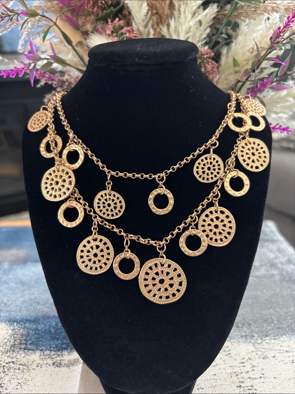 RSVP Gold Layered Disc Necklace